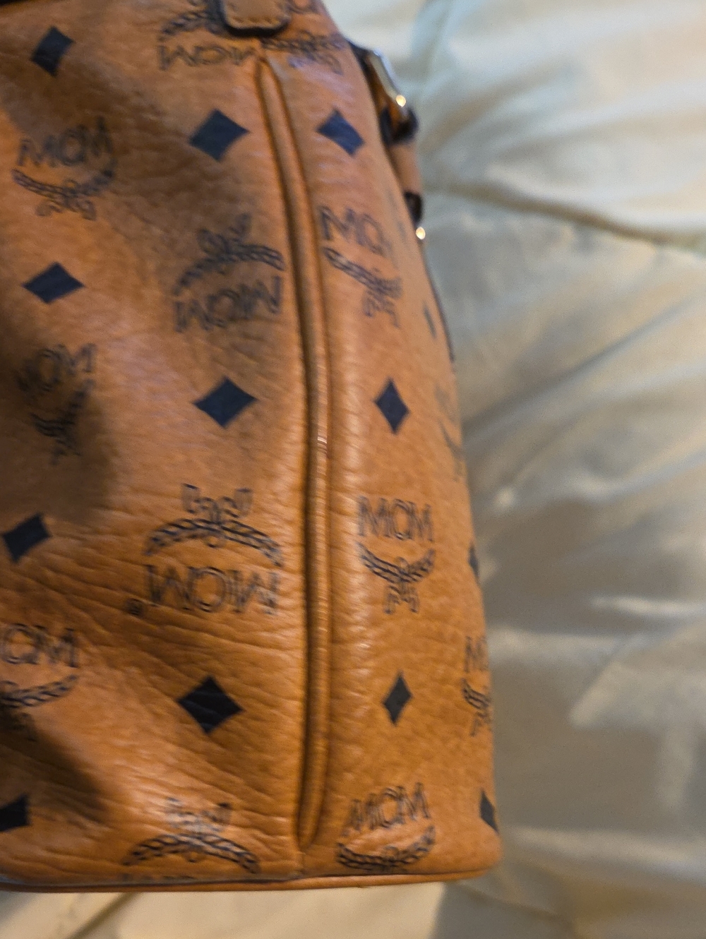 MCM Cognac Brown Visetos Monogram Satchel - Picture 4 of 8